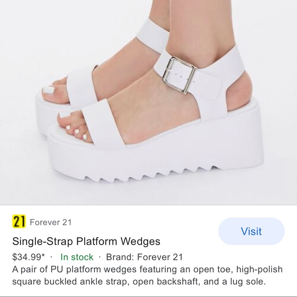 Single-Strap Platform Wedges Size 7